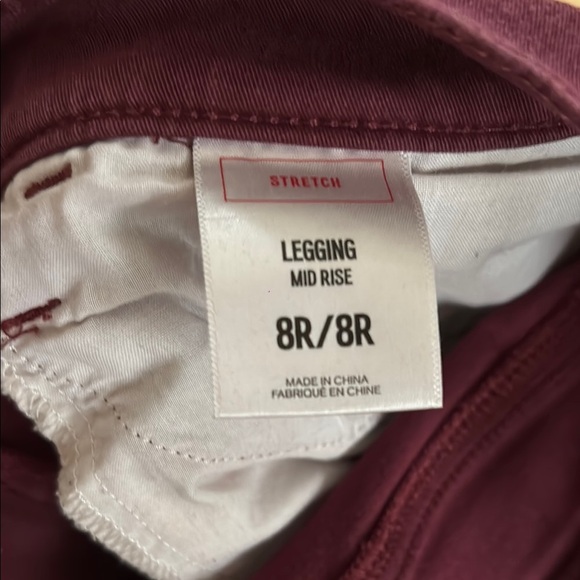 Express Women's Burgundy Legging Mid Rise Jeans Size 8 - Picture 3 of 5